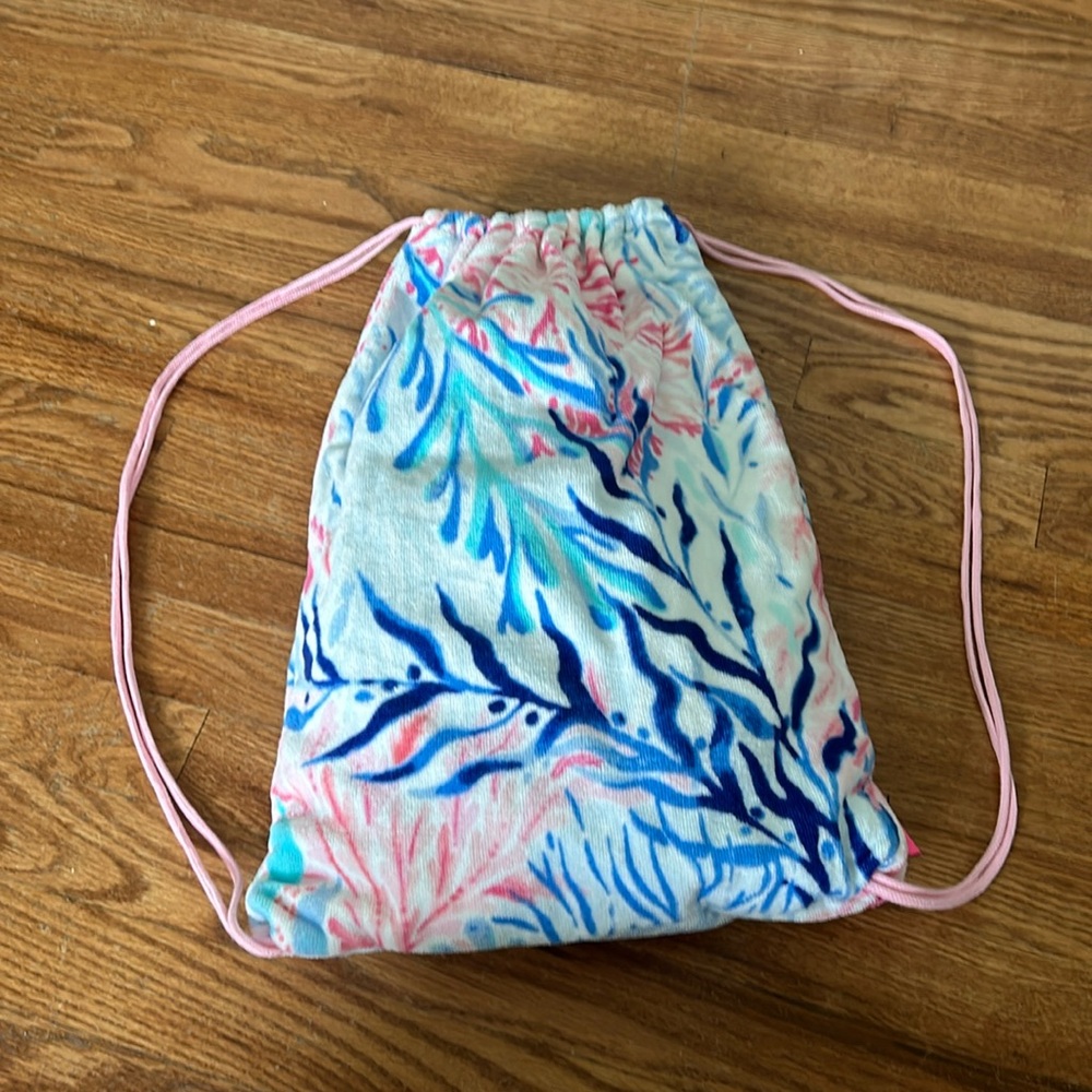 Lilly Pulitzer  drawstring backpack that becomes a beach towel